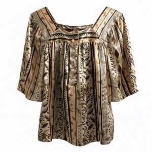 Tramp Boho Mixed Print Button-Front Blouse - Size Medium